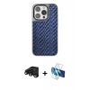 MARSİLYAN™- iPhone 15 Pro Max Kılıf Siluet Form Serisi - Siyah 3D Antistatik Seramik Nano Ekran Koruyucu + Raze Metal Kamera Lens - SH