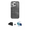 MARSİLYAN™- iPhone 15 Pro Max Kılıf Siluet Form Serisi - Siyah 3D Antistatik Seramik Nano Ekran Koruyucu + Raze Metal Kamera Lens - SH