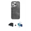 MARSİLYAN™- iPhone 15 Pro Max Kılıf Siluet Form Serisi - Siyah 3D Antistatik Seramik Nano Ekran Koruyucu + Raze Metal Kamera Lens - LT