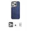 MARSİLYAN™- iPhone 15 Pro Max Kılıf Siluet Form Serisi - Siyah Bilvis 0.18mm Plus Cam Ekran Koruyucu + PVD Metal Kamera Lens - GS