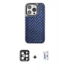 MARSİLYAN™- iPhone 15 Pro Max Kılıf Siluet Form Serisi - Siyah Bilvis 0.18mm Plus Cam Ekran Koruyucu + PVD Metal Kamera Lens - LT
