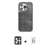 MARSİLYAN™- iPhone 15 Pro Max Kılıf Siluet Form Serisi - Siyah Bilvis 0.18mm Plus Cam Ekran Koruyucu + PVD Metal Kamera Lens - LT