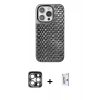 MARSİLYAN™- iPhone 15 Pro Max Kılıf Siluet Form Serisi - Siyah Bilvis 0.18mm Plus Cam Ekran Koruyucu + PVD Metal Kamera Lens - GS