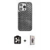 MARSİLYAN™- iPhone 15 Pro Max Kılıf Siluet Form Serisi - Siyah Bilvis 3D Cam Ekran Koruyucu + PVD Metal Kamera Lens - TU
