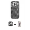 MARSİLYAN™- iPhone 15 Pro Max Kılıf Siluet Form Serisi - Siyah Bilvis 3D Cam Ekran Koruyucu + PVD Metal Kamera Lens - GI