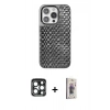 MARSİLYAN™- iPhone 15 Pro Max Kılıf Siluet Form Serisi - Siyah Bilvis 3D Cam Ekran Koruyucu + PVD Metal Kamera Lens - LT