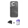 MARSİLYAN™- iPhone 15 Pro Max Kılıf Siluet Form Serisi - Siyah Bilvis 5in1 3D Magic Cam Ekran Koruyucu + Gümüş Raze Metal Kamera Lens