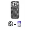 MARSİLYAN™- iPhone 15 Pro Max Kılıf Siluet Form Serisi - Siyah Bilvis 5in1 3D Magic Cam Ekran Koruyucu + PVD Metal Kamera Lens - LT