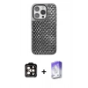 MARSİLYAN™- iPhone 15 Pro Max Kılıf Siluet Form Serisi - Siyah Bilvis 5in1 3D Magic Cam Ekran Koruyucu + PVD Metal Kamera Lens - TU