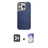 MARSİLYAN™- iPhone 15 Pro Max Kılıf Siluet Form Serisi - Siyah Bilvis 5in1 3D Magic Cam Ekran Koruyucu + PVD Metal Kamera Lens - GI