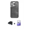 MARSİLYAN™- iPhone 15 Pro Max Kılıf Siluet Form Serisi - Siyah Bilvis 5in1 5D Magic Hayalet Cam Ekran Koruyucu + Raze Metal Kamera Lens - LT