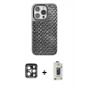 MARSİLYAN™- iPhone 15 Pro Max Kılıf Siluet Form Serisi - Siyah Bilvis Hayalet Cam Ekran Koruyucu + PVD Metal Kamera Lens - LT