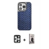 MARSİLYAN™- iPhone 15 Pro Max Kılıf Siluet Form Serisi - Siyah Bilvis Hayalet Cam Ekran Koruyucu + PVD Metal Kamera Lens - LT