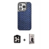 MARSİLYAN™- iPhone 15 Pro Max Kılıf Siluet Form Serisi - Siyah Bilvis Hayalet Cam Ekran Koruyucu + PVD Metal Kamera Lens - TU