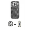 MARSİLYAN™- iPhone 15 Pro Max Kılıf Siluet Form Serisi - Siyah Bilvis Hayalet Cam Ekran Koruyucu + PVD Metal Kamera Lens - GS