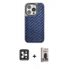 MARSİLYAN™- iPhone 15 Pro Max Kılıf Siluet Form Serisi - Siyah Bilvis Hayalet Cam Ekran Koruyucu + Siyah PVD Metal Kamera Lens