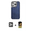 MARSİLYAN™- iPhone 15 Pro Max Kılıf Siluet Form Serisi - Siyah Buffer Cam Ekran Koruyucu + PVD Metal Kamera Lens - GI