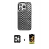 MARSİLYAN™- iPhone 15 Pro Max Kılıf Siluet Form Serisi - Siyah Buffer Cam Ekran Koruyucu + PVD Metal Kamera Lens - GI