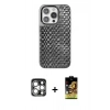 MARSİLYAN™- iPhone 15 Pro Max Kılıf Siluet Form Serisi - Siyah Buffer Cam Ekran Koruyucu + PVD Metal Kamera Lens - GS