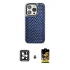MARSİLYAN™- iPhone 15 Pro Max Kılıf Siluet Form Serisi - Siyah Buffer Cam Ekran Koruyucu + PVD Metal Kamera Lens - SH