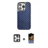 MARSİLYAN™- iPhone 15 Pro Max Kılıf Siluet Form Serisi - Siyah Buffer Hayalet Cam Ekran Koruyucu + PVD Metal Kamera Lens - GS