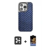 MARSİLYAN™- iPhone 15 Pro Max Kılıf Siluet Form Serisi - Siyah Buffer Hayalet Cam Ekran Koruyucu + Siyah PVD Metal Kamera Lens