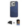 MARSİLYAN™- iPhone 15 Pro Max Kılıf Siluet Form Serisi - Siyah Buffer Hayalet Cam Ekran Koruyucu + Titanyum Gri Raze Metal Kamera Lens