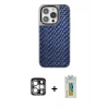 MARSİLYAN™- iPhone 15 Pro Max Kılıf Siluet Form Serisi - Siyah Polymer Nano Ekran Koruyucu + PVD Metal Kamera Lens - GS