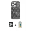 MARSİLYAN™- iPhone 15 Pro Max Kılıf Siluet Form Serisi - Siyah Polymer Nano Ekran Koruyucu + PVD Metal Kamera Lens - LT