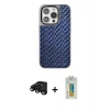 MARSİLYAN™- iPhone 15 Pro Max Kılıf Siluet Form Serisi - Siyah Polymer Nano Ekran Koruyucu + Raze Metal Kamera Lens - SH