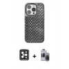 MARSİLYAN™- iPhone 15 Pro Max Kılıf Siluet Form Serisi - Siyah Vanessa Magic Hayalet Cam + PVD Metal Kamera Lens - SH