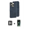 MARSİLYAN™- iPhone 15 Pro Max Kılıf Siluet Işık Serisi - Şeffaf 360 Full Body Arka Koruyucu + PVD Metal Kamera Lens - SH