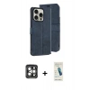 MARSİLYAN™- iPhone 15 Pro Max Kılıf Siluet Işık Serisi - Şeffaf Pasifik Cam Ekran Koruyucu + PVD Metal Kamera Lens - GI