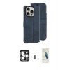 MARSİLYAN™- iPhone 15 Pro Max Kılıf Siluet Işık Serisi - Şeffaf Pasifik Cam Ekran Koruyucu + PVD Metal Kamera Lens - GS