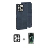 MARSİLYAN™- iPhone 15 Pro Max Kılıf Siluet Işık Serisi - Siyah 360 Mat Full Body Arka Koruyucu + PVD Metal Kamera Lens - GS
