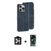 MARSİLYAN™- iPhone 15 Pro Max Kılıf Siluet Işık Serisi - Siyah 360 Mat Full Body Arka Koruyucu + PVD Metal Kamera Lens - TU
