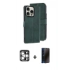 MARSİLYAN™- iPhone 15 Pro Max Kılıf Siluet Işık Serisi - Siyah 3D Antistatik Hayalet Cam Ekran Koruyucu + PVD Metal Kamera Lens - GS