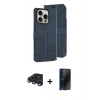MARSİLYAN™- iPhone 15 Pro Max Kılıf Siluet Işık Serisi - Siyah 3D Antistatik Hayalet Cam Ekran Koruyucu + Raze Metal Kamera Lens - LT