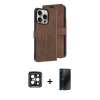 MARSİLYAN™- iPhone 15 Pro Max Kılıf Siluet Işık Serisi - Siyah 3D Antistatik Hayalet Cam Ekran Koruyucu + PVD Metal Kamera Lens - SH