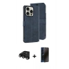 MARSİLYAN™- iPhone 15 Pro Max Kılıf Siluet Işık Serisi - Siyah 3D Antistatik Hayalet Cam Ekran Koruyucu + Raze Metal Kamera Lens - SH