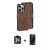 MARSİLYAN™- iPhone 15 Pro Max Kılıf Siluet Işık Serisi - Siyah 3D Antistatik Hayalet Cam Ekran Koruyucu + PVD Metal Kamera Lens - TU