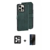 MARSİLYAN™- iPhone 15 Pro Max Kılıf Siluet Işık Serisi - Siyah 3D Antistatik Hayalet Cam Ekran Koruyucu + PVD Metal Kamera Lens - SH