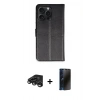 MARSİLYAN™- iPhone 15 Pro Max Kılıf Siluet Işık Serisi - Siyah 3D Antistatik Hayalet Cam Ekran Koruyucu + Raze Metal Kamera Lens - TMGI