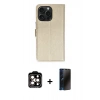MARSİLYAN™- iPhone 15 Pro Max Kılıf Siluet Işık Serisi - Siyah 3D Antistatik Hayalet Cam Ekran Koruyucu + PVD Metal Kamera Lens - TU