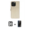 MARSİLYAN™- iPhone 15 Pro Max Kılıf Siluet Işık Serisi - Siyah 3D Antistatik Hayalet Cam Ekran Koruyucu + PVD Metal Kamera Lens - GS