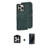MARSİLYAN™- iPhone 15 Pro Max Kılıf Siluet Işık Serisi - Siyah 3D Antistatik Hayalet Cam Ekran Koruyucu + PVD Metal Kamera Lens - TU