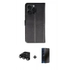 MARSİLYAN™- iPhone 15 Pro Max Kılıf Siluet Işık Serisi - Siyah 3D Antistatik Hayalet Cam Ekran Koruyucu + Raze Metal Kamera Lens - SH