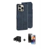 MARSİLYAN™- iPhone 15 Pro Max Kılıf Siluet Işık Serisi - Siyah 3D Antistatik Mat Seramik Nano Ekran Koruyucu + Raze Metal Kamera Lens - SH