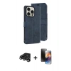 MARSİLYAN™- iPhone 15 Pro Max Kılıf Siluet Işık Serisi - Siyah 3D Antistatik Mat Seramik Nano Ekran Koruyucu + Raze Metal Kamera Lens - TMGI