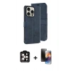 MARSİLYAN™- iPhone 15 Pro Max Kılıf Siluet Işık Serisi - Siyah 3D Antistatik Mat Seramik Nano Ekran Koruyucu + PVD Metal Kamera Lens - TU